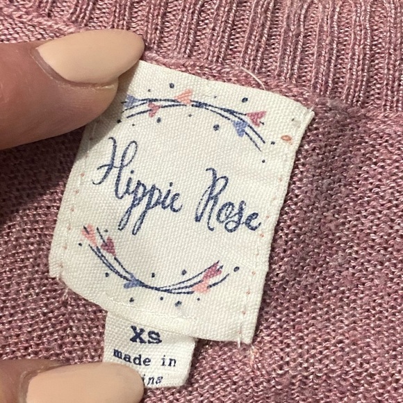 HIPPIE ROSE V-Neck Sweater, Size XS - Picture 2 of 3